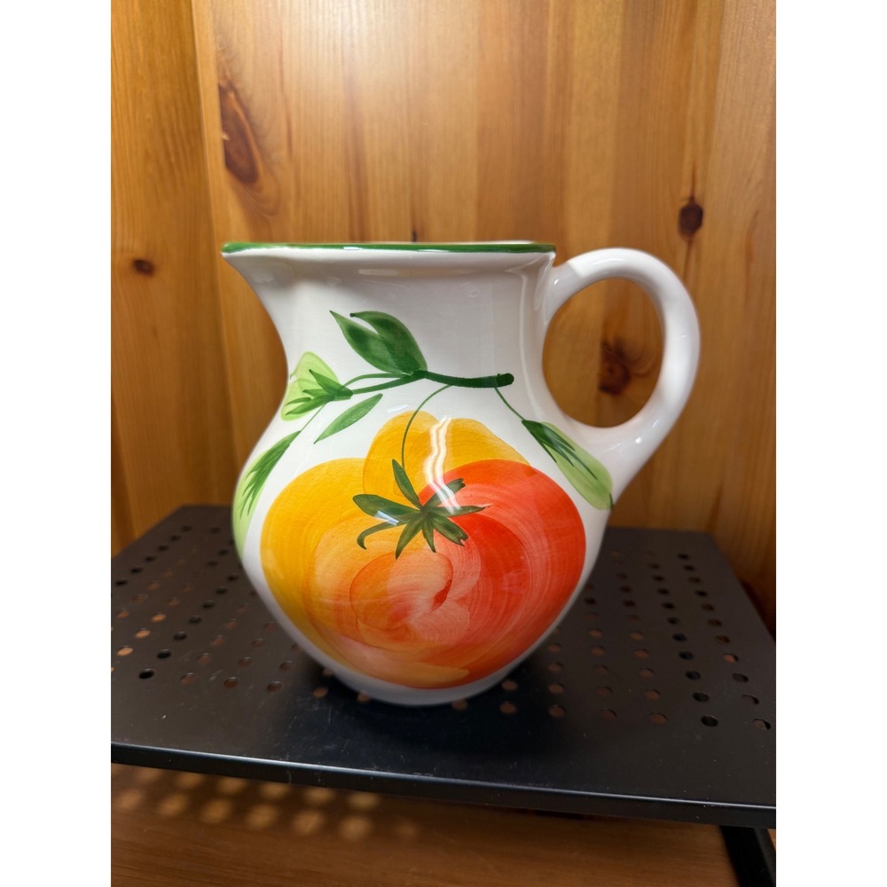 Pizzato Hand Made in Italy Ceramic Tomato Pitcher Jug 7.5" Italian Pottery